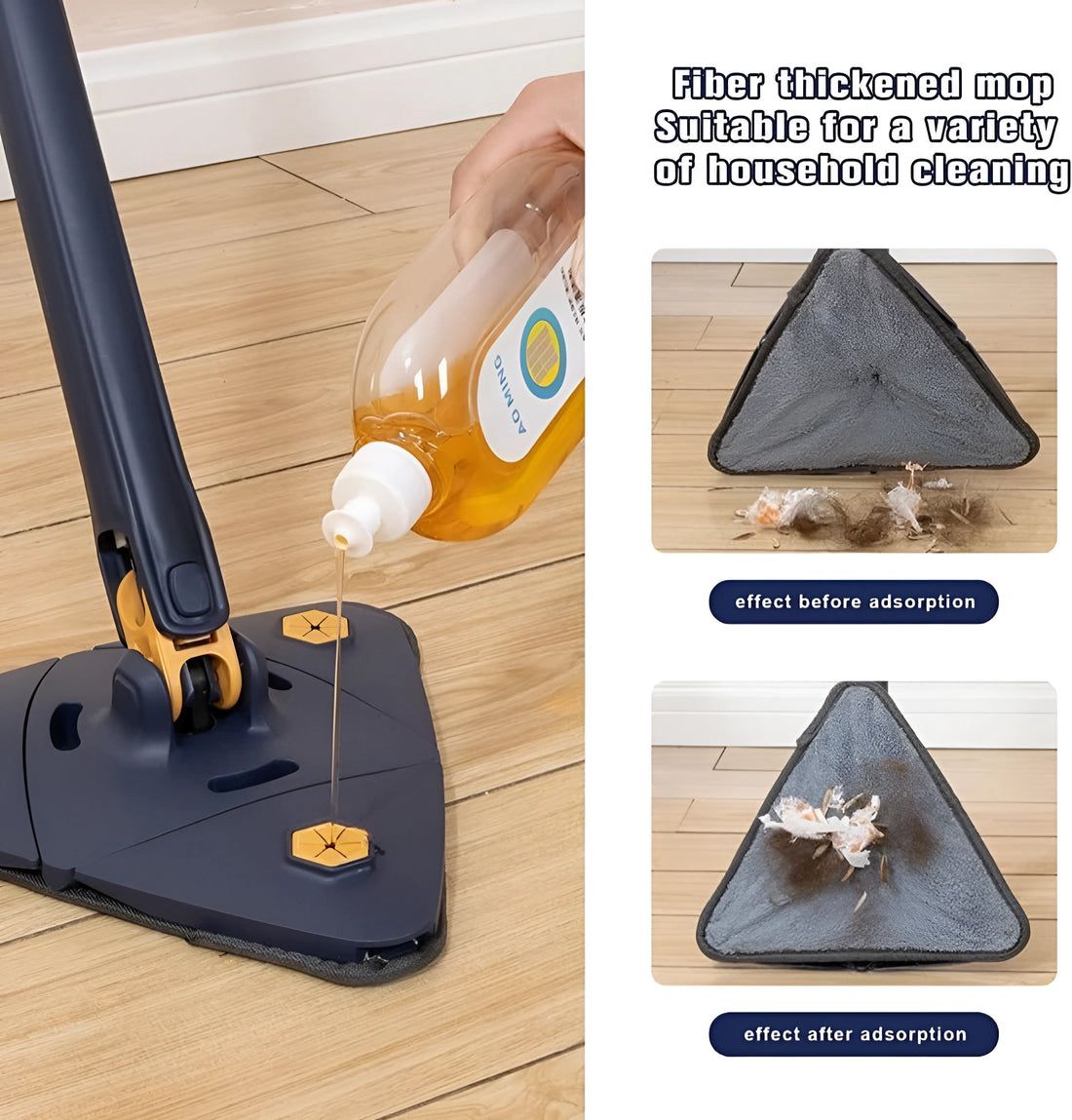 Triangle 360° Rotating Mop with Extendable Handle