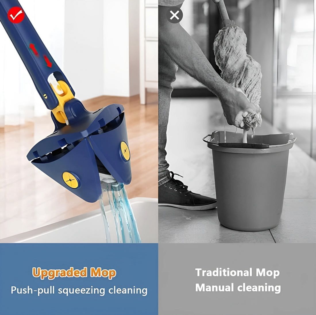 Triangle 360° Rotating Mop with Extendable Handle