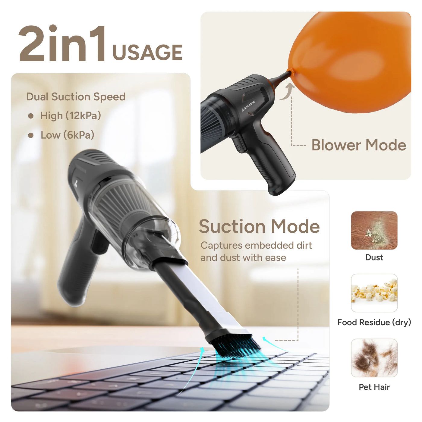 CleanPro 3-in-1™ – Mini Vacuum with Suction, Blower & Brush