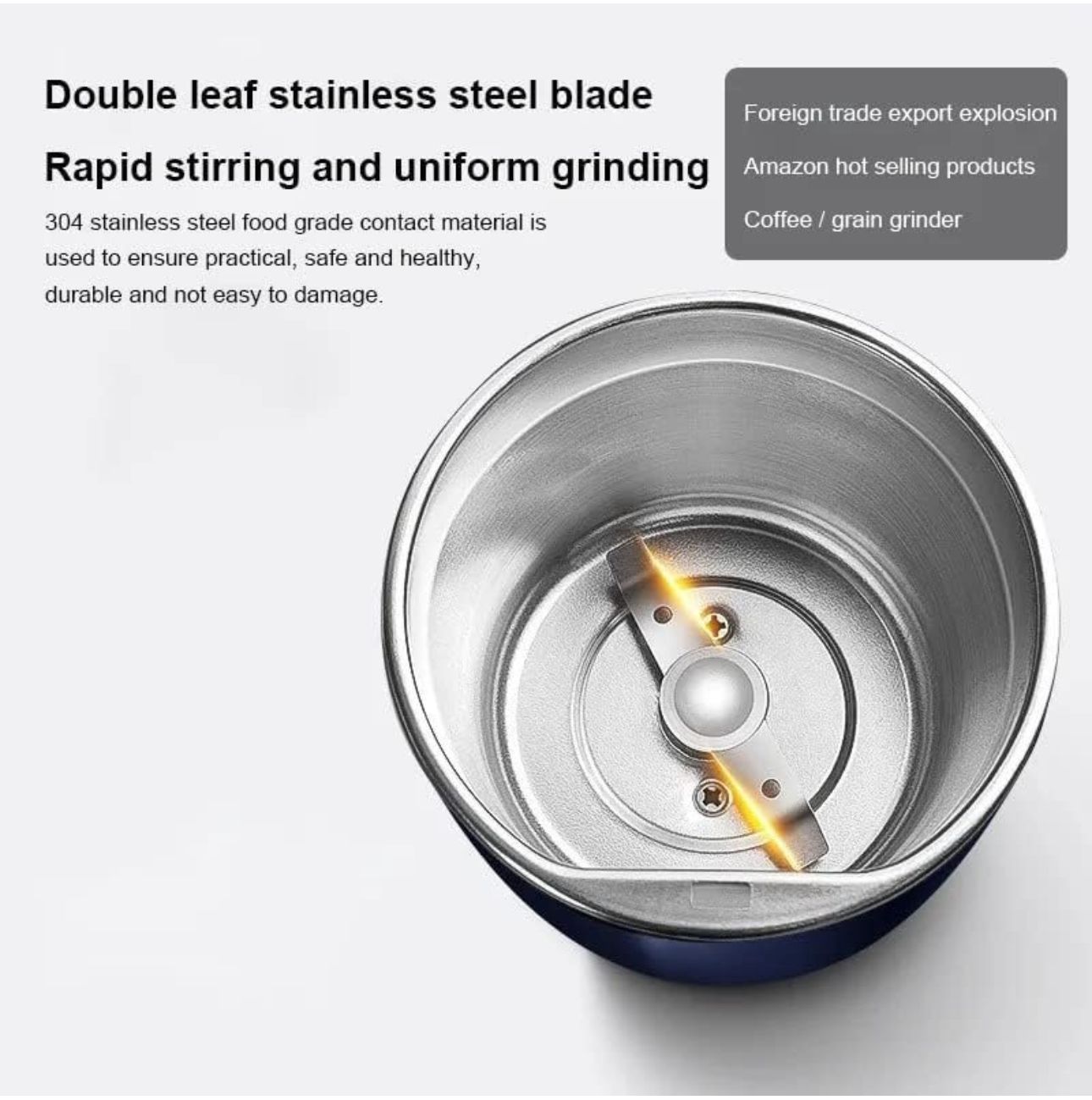 Portable Electric Stainless Steel Coffee Grinder – Compact & Powerful
